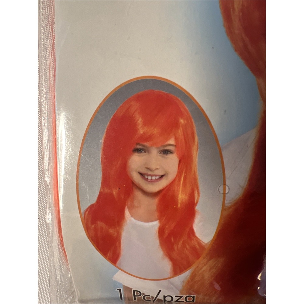 Orange Wig Long Bob Wig Halloween Fits Adult Child Costume Accessory - Picture 2 of 4